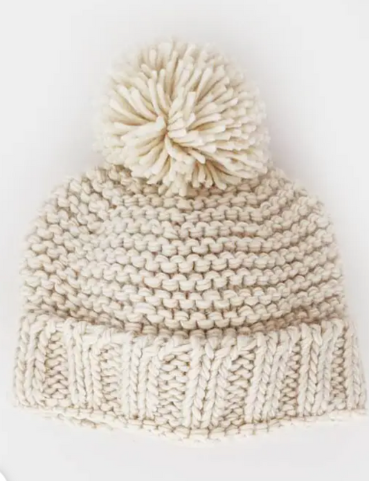 Natural Garter Stitch Beanie