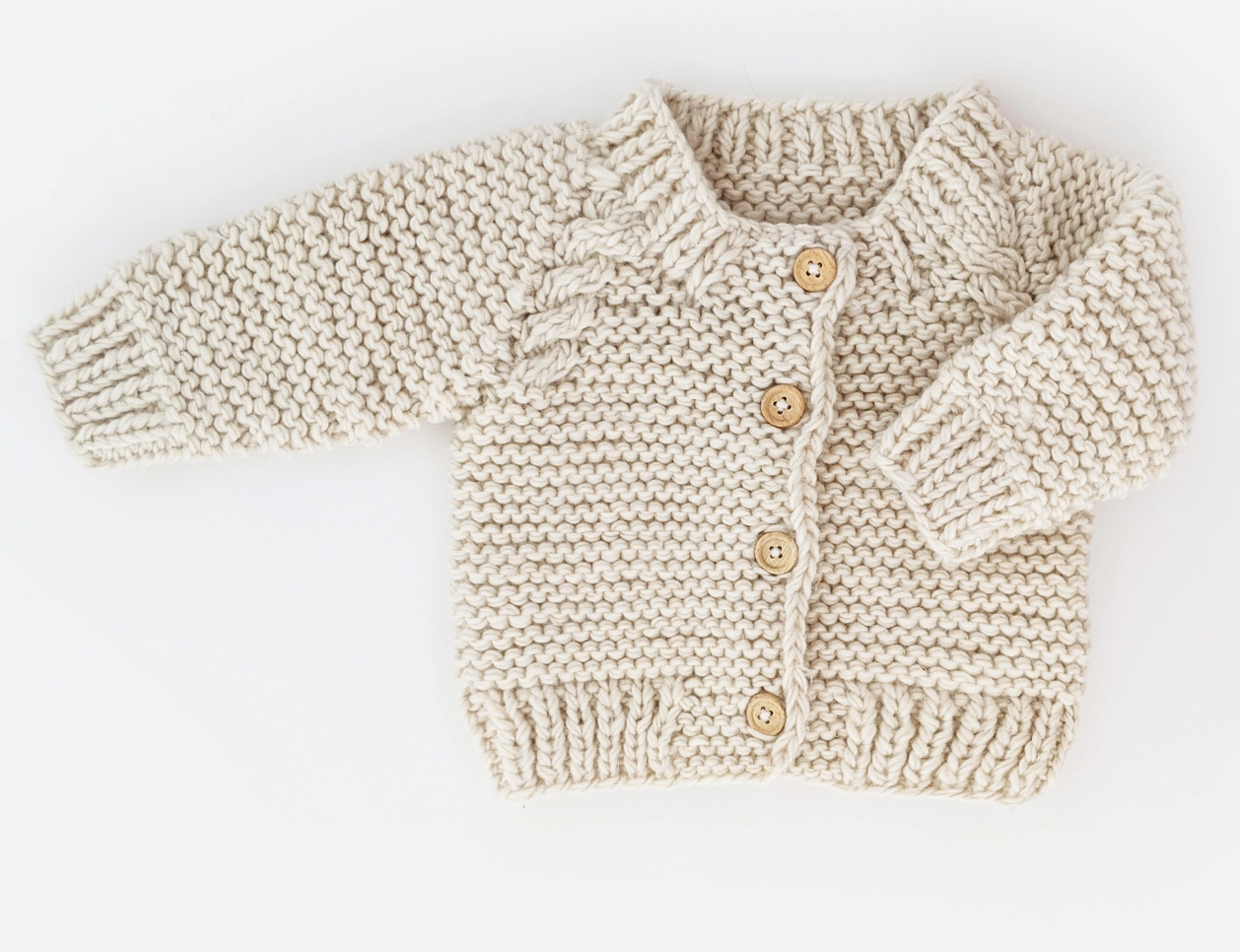 Natural Garter Stitch Cardigan