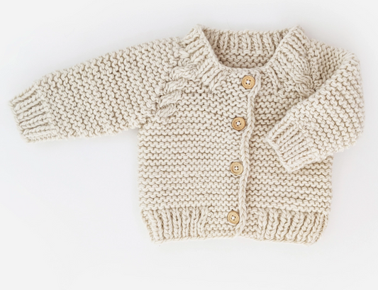 Natural Garter Stitch Cardigan