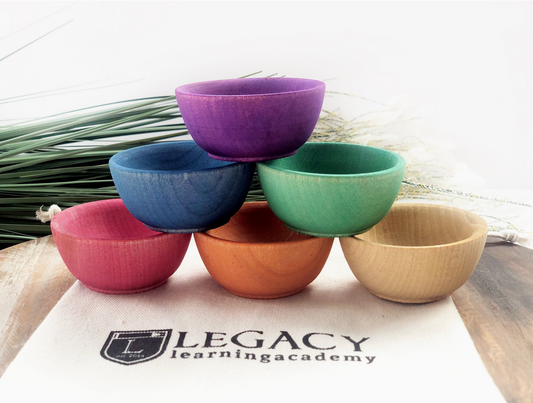 Rainbow Wooden Sorting Bowls