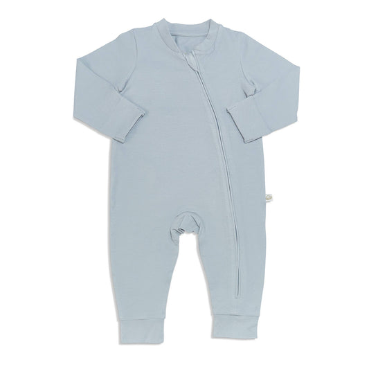 Organic Zippered Bunsie Bodysuit - Pearl Blue